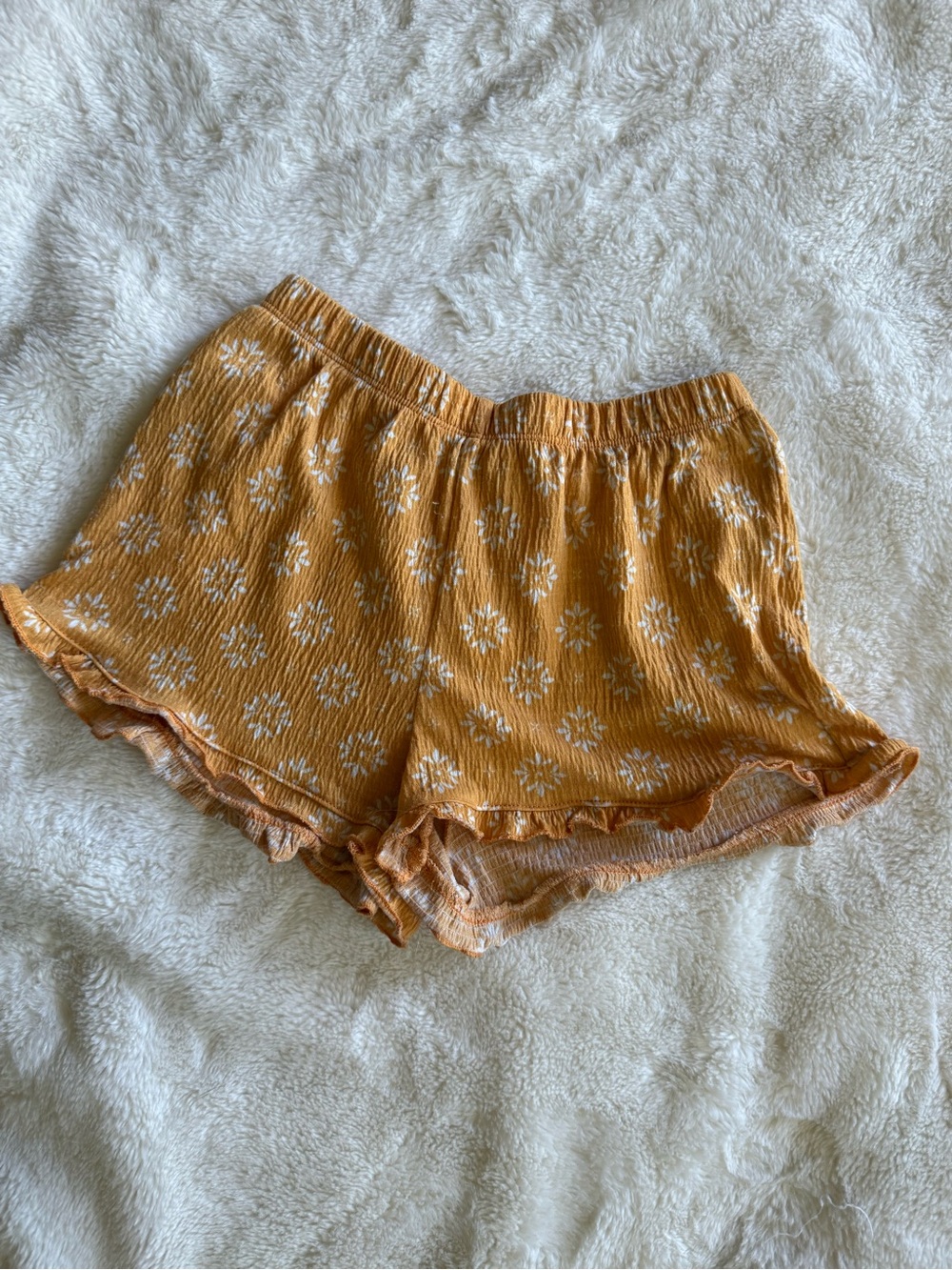 btween Yellow Floral Ruffle Hem Girls Shorts